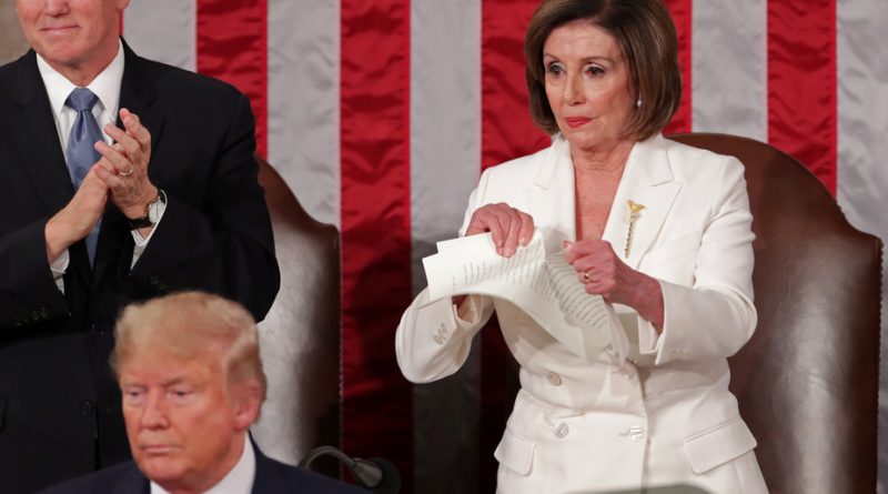 Democratic Leader Nancy Pelosi Tears Up Donald Trump's Speech