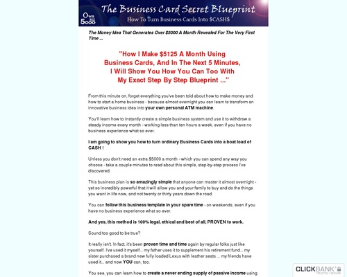 How To Make Money Fast - How To Turn Business Cards Into $5000