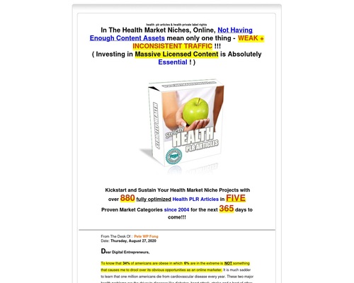 The Strictly Health PLR Articles Pack Vol.1