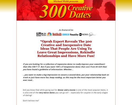 300 Creative Dates - By Oprah Dating And Relationship Expert.