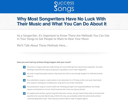 How to Write Songs That Sell Video Course (CB) — Success For Your Songs