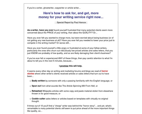 Write To More Money - Freelance Writing Report Pays 50