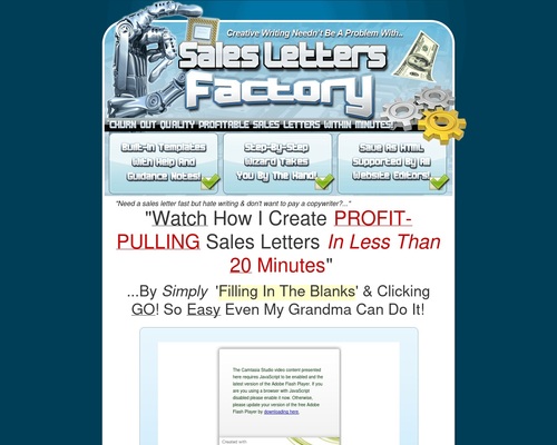 Can't Write?! Watch This Video NOW To See Sales Letters Factory In Action!