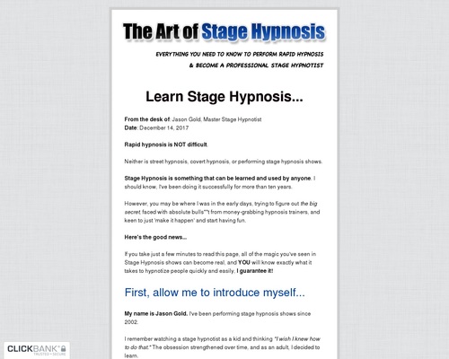 Learn Stage Hypnosis | The Art of Stage Hypnosis