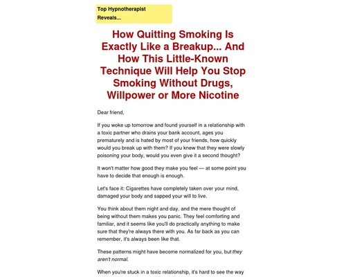The Smoking Breakup Plan - Stop Smoking Today!