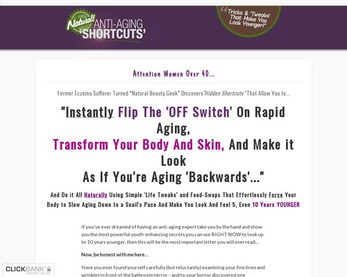Natural Anti-aging Shortcuts - New High-converting Anti-aging Offer!