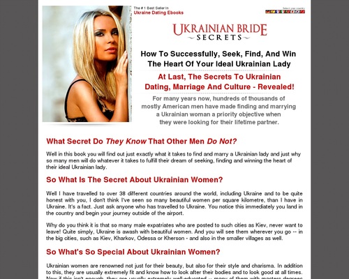 UKRAINIAN BRIDE SECRETS – best selling ebook on ukrainian brides, ukrainian dating, ukrainian women for marriage, ukrainian ladies, women for marriage, looking for marriage