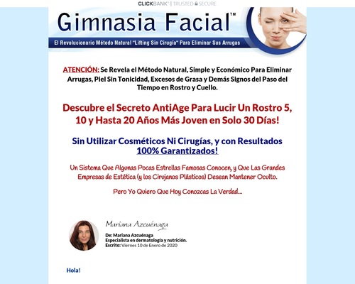 Gimnasia Facial “Lifting Sin Cirugía”. 90% de Comisión!