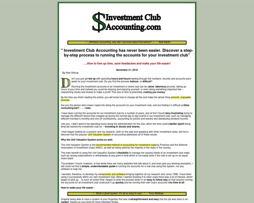 Investment Club Accounting . Com – Easy Accounting For Investment Clubs